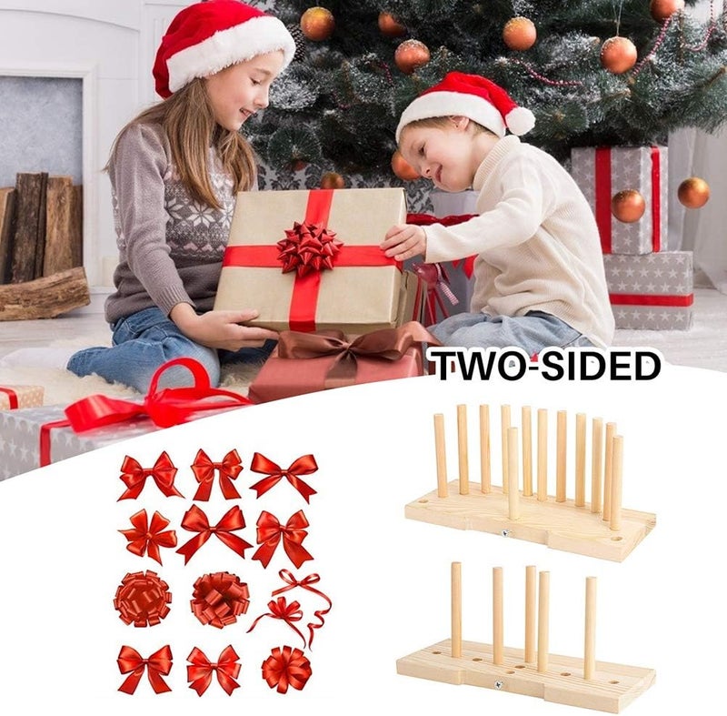 ZERONE Bow Tie Machine, Wooden Wreath Bow Maker Tool, Portable Bow Maker for Ribbon, Lightweight Bow Making Tool for Making Gift Bow, Wrist Corsages, Holiday Decoration (Beige) - Image 5